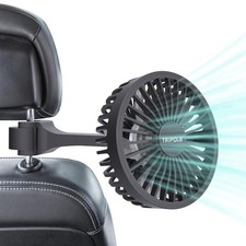 TriPole Car Fan for Rear Seat USB Powered Powerful 3 Speed 5V Fans Black picture