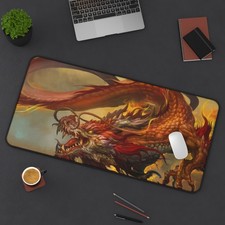Oriental Red Dragon Gaming Desk Mat Mouse Pad Playmat picture