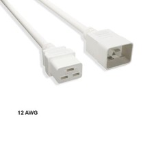 LOT 10pcs White 3ft 12AWG Color Power Cable IEC60320 C19 to IEC320 C20 20A/250V picture