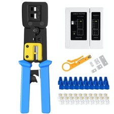 Pass Through RJ45 Crimp Tool, Ratcheting Ethernet Crimping Tool Kit, Ethernet picture