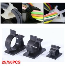 25/50x cable clip with adhesive pads for cable routing adjustable black White picture
