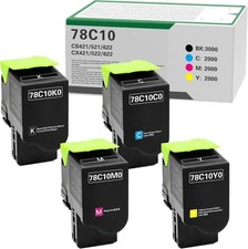 4 Pack Compatible Toner Cartridge for Lexmark 78C10K0 C0 M0 Y0 BCMY Printer picture