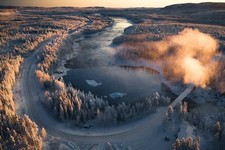 Landscape sweden nature road winter trees snow ice Custom Gaming Mat Desk picture