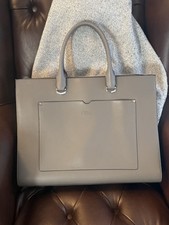 CLUCI Gray Leather Briefcase Women Laptop Bag 16.5-17” Excellent Condition  picture