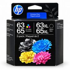 HP 63 65 Tri-Color 63XL 65XL Black Ink Cartridge 2-Pack New Sealed EXP JAN 2028 picture