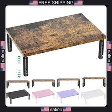 Opnice adjustable monitor stand riser for desk computer and laptop brown wood picture