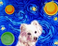 Starry Night Yorkie Puppy Dog Cute Fantasy Art Mouse Pad  7 x 9 Mousepad picture