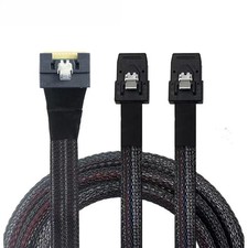 SlimSAS SFF-8654 8i SAS4.0 Full Anti-skew to 2X SAS 8087 Server Connection Cable picture