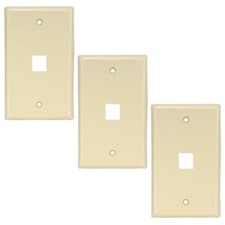 3 Pcs 1 Port Hole Wall Plate Keystone Jack Network Faceplate Smooth 1-Gang Ivory picture
