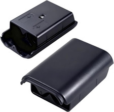 Battery Pack Cover for Xbox 360 Controller Black, 2 Pack, Replacement Shell Case picture
