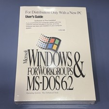 SEALED Microsoft Windows 3.11 Workgroups & MS-DOS 6.2 PC User's Guide COA RARE picture