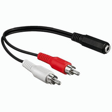 Amiga Adapter Audio Cable for PC Speakers 2x Male RCA 3.5mm Jack Female picture