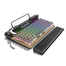 7KEYS Retro Typewriter Mechanical Gaming Keyboard, 13*6*2in, Wood+Palm Rest  picture
