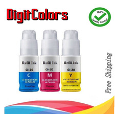 GI-20 3 Pack Cyan Magenta Yellow Ink Bottle for Canon MegaTank G5020 G6020 G7020 picture