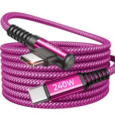 AINOPE 240W USB C to C Cable Fast Charging 15FT,Right Angle 15FT, Pink  picture