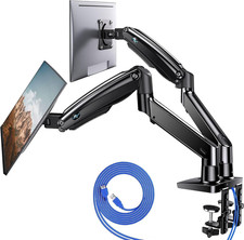 Dual Monitor Stand for 13″–40″, Premium Dual Monitor Mount with USB, Height Adju picture