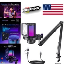 USB Condenser Mic with RGB Lighting and Noise Cancellation for YouTube Streaming picture