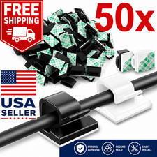 100Pcs Cable Clips Self-Adhesive Cord Management Wire Holder Organizer Clamp US picture