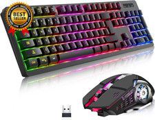 Wireless RGB Gaming Keyboard and Mouse - Rechargeable RGB Backlit,Long Battery L picture