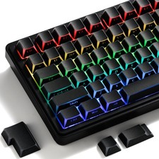 XVX Black Shine Through Keycaps, PBT Keyboard Keycaps Cherry Profile, Custom ... picture