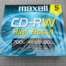 Maxwell 5 Pack High Speed Blank CD-RW 4x  700MB/Mo 80 Minutes with Cases Sealed picture