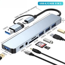 7/8 Port USB-C Hub Adapter - 5G Speed Multi Splitter for PC, Laptop & MacBook US picture