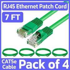 4 Pack Cat5e Cable Green 7FT Lan Ethernet Patch Cord Network Internet Wire RJ45 picture
