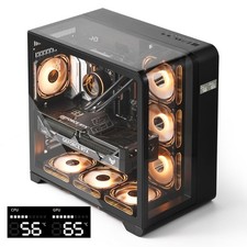 darkFlash ATX Mid-Tower PC Case with Screen, Three Side Glass, Curved Black picture