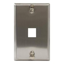 ICC Telephone Faceplate, Stainless Steel, 1 Port, EZ/HD Style, Hanging Standoffs picture