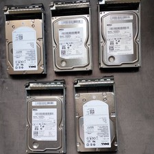 From Dell T410 Srvr 5 Genuines HDD: 2 146Gb 15k SAS and 3 500Gb 7.2k SATA +Tray picture