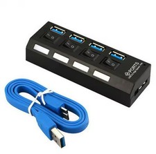 4 Port USB 2.0 / 3.0 Hub Splitter Adapter High Speed For PC Laptop Mac Desktop picture