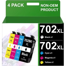 4PK 702XL T702XL Ink Cartridges Compatible With Epson Workforce Pro WF3720/3725 picture