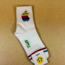 Christmas gift for the APPLE FAN  SOCKS w colorful 80-ies Apple Logo (new) RARE picture