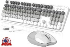 Teclado y ratón inalámbricos,104teclas redondas estilo máquina de escribir retro picture