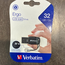 Verbatim Ergo 32GB USB-A USB 2.0 Flash Drive Black Password Protection 70876 picture
