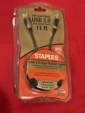 NEW Staples USB 2.0 High Speed Cable 11 ft. 24K Gold Plated -J picture