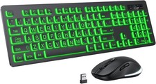 Large Print Wireless Keyboard and Mouse - 7 Colors Backlit Keyboard, Oversize... picture