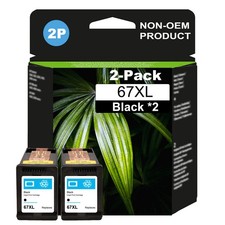 2PK 67XL Black High-Yield Ink Cartridge for HP DeskJet 1255 2700 4100 Envy 6000 picture