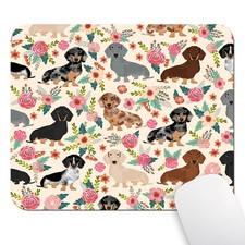 Dachshund Floral Seamless Design Mouse Pad, Sausage Dog Wiener Desk Mat picture