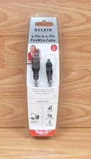 Genuine Belkin (P47485) 6-Pin to 4-Pin Black FireWire 6 Ft 1.8m Cable **READ**  picture