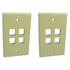 Leviton 41080-4IP Ivory 1-Gang 4-Port Unbreakable Nylon Wallplate Covers 2pcs picture