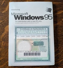 Windows 95 OEM new sealed CD manual installer and COA certification registration picture