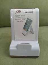 Joie Tablet Easel Stand, White with Brown Phone or Tablet Holder for Desk, Table picture