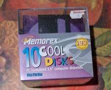 Memorex Cool Disks, New Sealed 10 Pack 1.4 MB PC Formatted 3.5