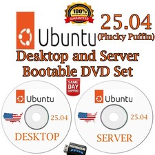 Ubuntu 25.04 Bootable DVD Set – Desktop & Server Edition - Same Day Ship CALI picture