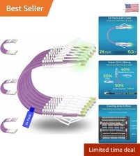 24-Pack Slim Cat6a Ethernet Cables 0.5ft - 10G Speed, Snagless Design - Purple picture
