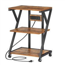 3-Tier Printer Stand, Mobile Printer Table, Rolling Cart with Charging Station picture