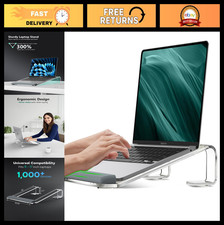 Clear Acrylic Laptop Stand with Wrist Rest | Ergonomic Portable Riser for 10-17