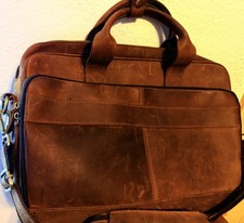 Jack&Chris Distressed Vintage Leather Briefcases Messenger Bag Satchel Strap picture