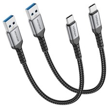 USB A to C 3.0 Cable, 6 inch/0.5FT (2pack) 10Gbps High Speed 0.5FT, Black  picture